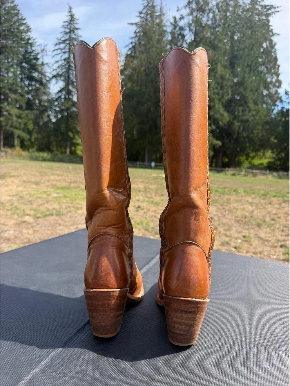 Vintage Double H Quality Boots Women 5B Brown Leather Western Cowboy Tall